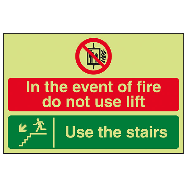 GITD Fire Safety Sign Photoluminescent For Buildings