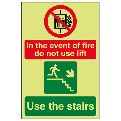Photoluminescent Fire Safety Sign Fast Evacuation For Office