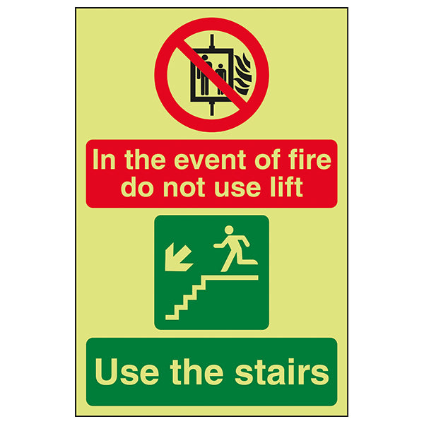 In The Event Of Fire Do Not Use Lift Safety Sign For Office