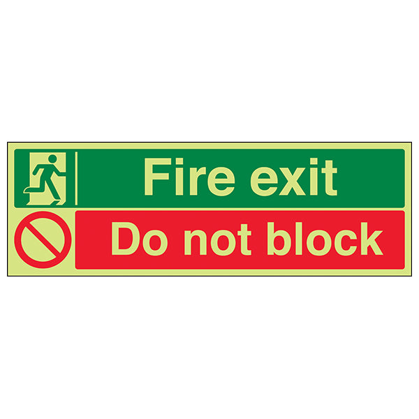 GITD Fire Exit Safety Sign Photoluminescent For Facilities