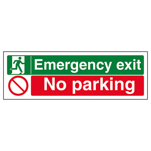 Emergency Exit No Parking Safety Sign BS Compliant Durable