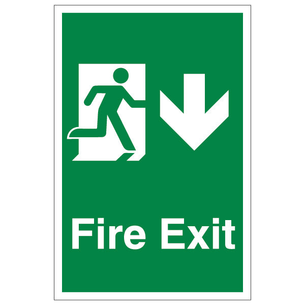 Fire Exit Arrow Down Safety Sign Durable For Workplace