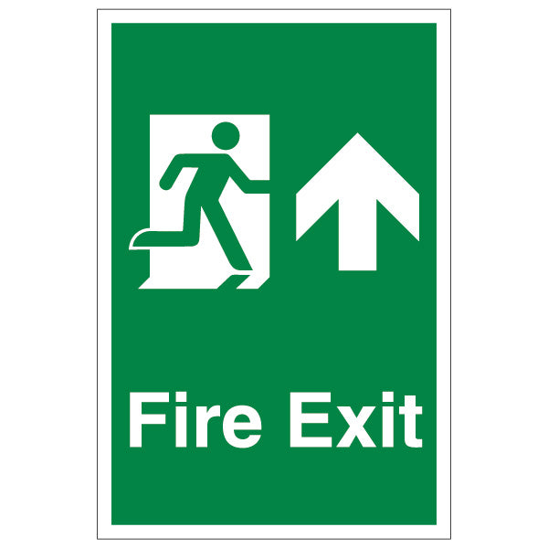 Fire Exit Arrow Up Safety Sign Visible Compliant For Office