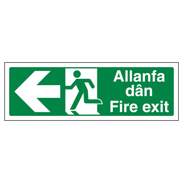 Fire Exit Arrow Left Safety Sign For Workplace BS5499