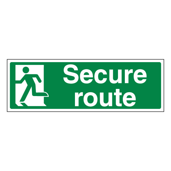 Secure Route Left Safety Sign ProtectUK Premises Evacuation