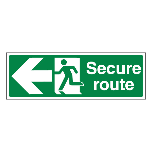Secure Route Arrow Left Safety Sign For Premises Durable