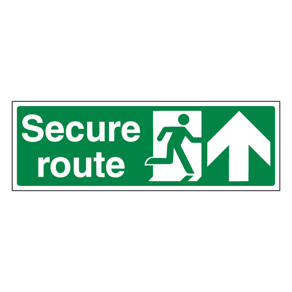 Secure Route Arrow Up Safety Sign Evacuation For Premises
