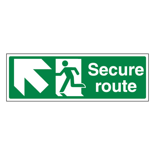 Secure Route Arrow Up Left Safety Sign For Buildings