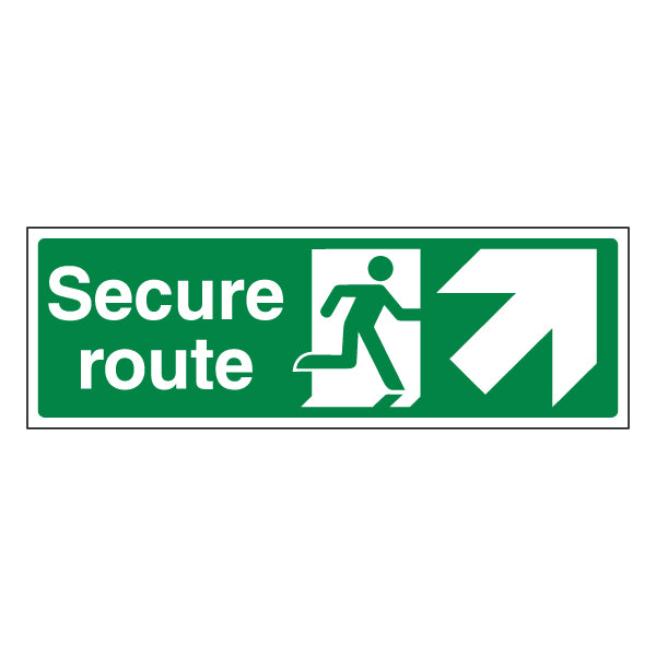 Secure Route Arrow Up Right Safety Sign For Premises