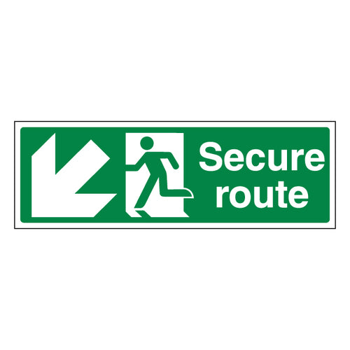 Secure Route Arrow Down Left Safety Sign ProtectUK Durable