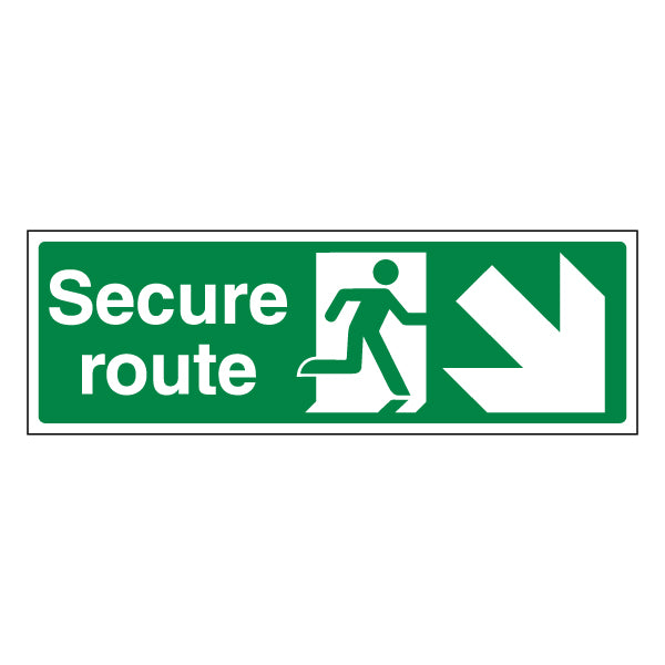 Secure Route Arrow Down Right Emergency Safety Sign