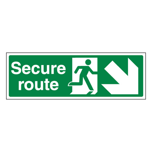Secure Route Arrow Down Right Emergency Safety Sign