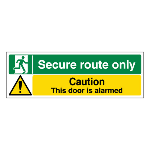 Secure Route Only Alarmed Door Safety Sign ProtectUK Staff