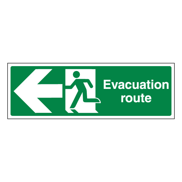 Evacuation Route Arrow Left Safety Sign ProtectUK For Staff