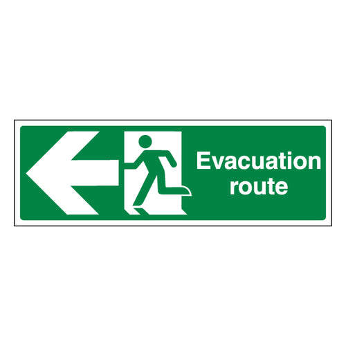 Evacuation Route Arrow Left Safety Sign ProtectUK For Staff