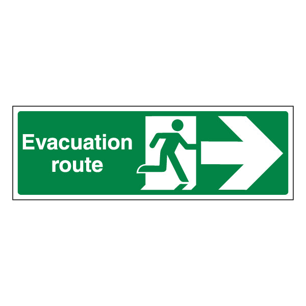 Evacuation Route Arrow Right Safety Sign For Buildings