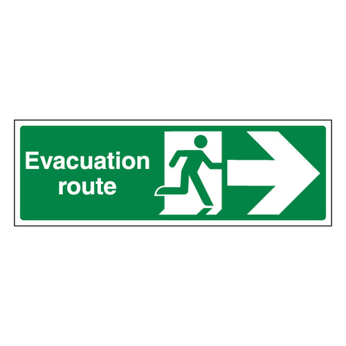 Evacuation Route Arrow Right Safety Sign For Buildings