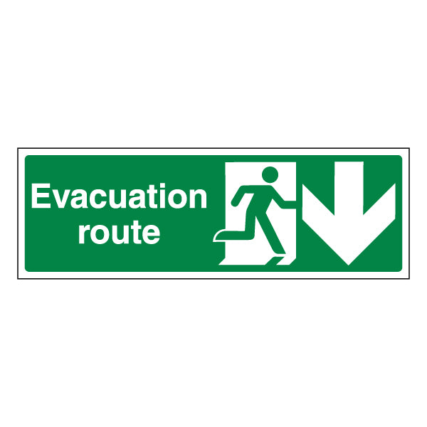 Evacuation Route Arrow Down Visibility Safety Sign Office