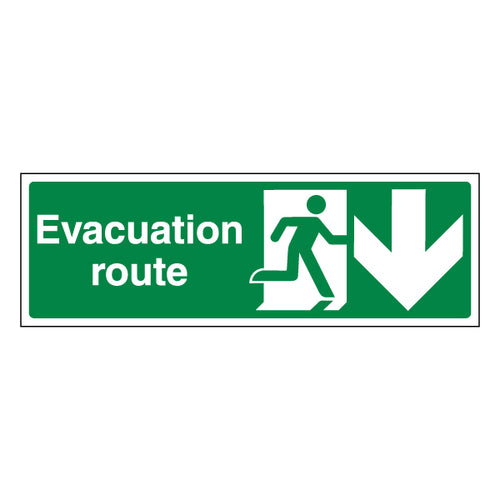 Evacuation Route Arrow Down Visibility Safety Sign Office