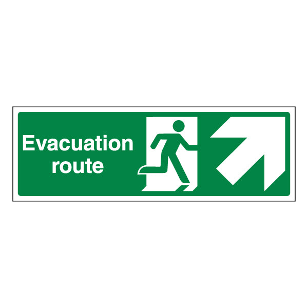 Evacuation Route Arrow Up Right Safety Sign For Buildings