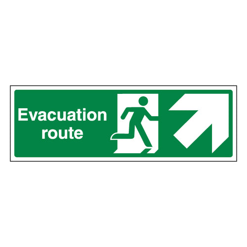 Evacuation Route Arrow Up Right Safety Sign For Buildings