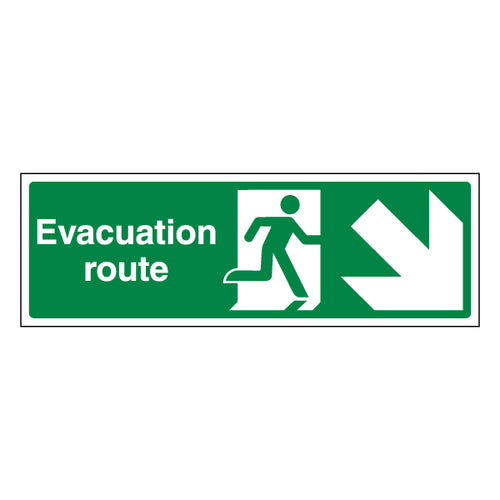 Evacuation Route Arrow Down Right Safety Sign For Managers