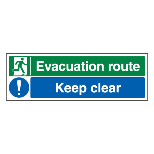 Evacuation Route Keep Clear Safety Sign For Managers