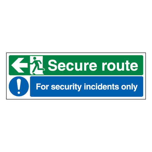 Secure Route Arrow Left Safety Sign ProtectUK For Premises