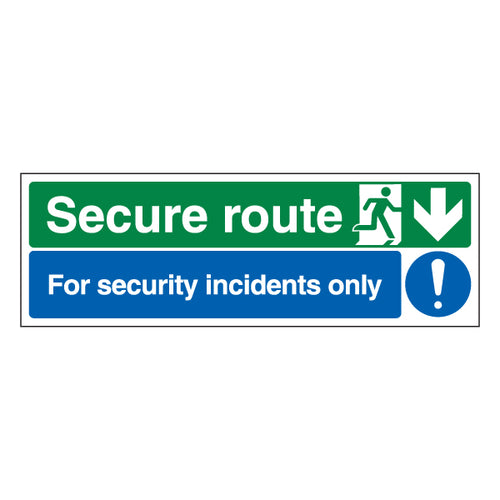 Secure Route Arrow Down Safety Sign For Security Teams