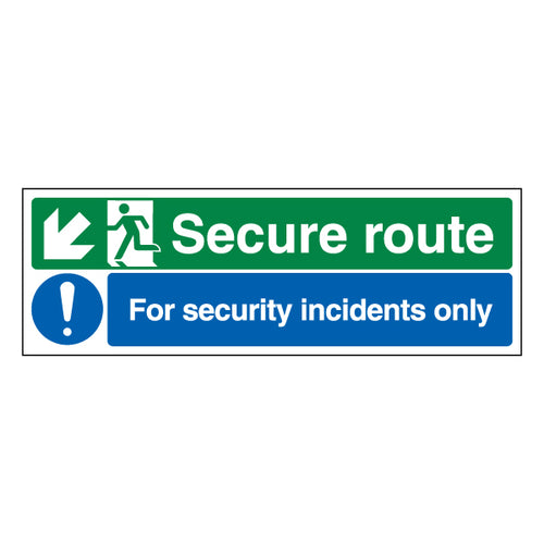 Secure Route Arrow Down Left Safety Sign For Security Teams