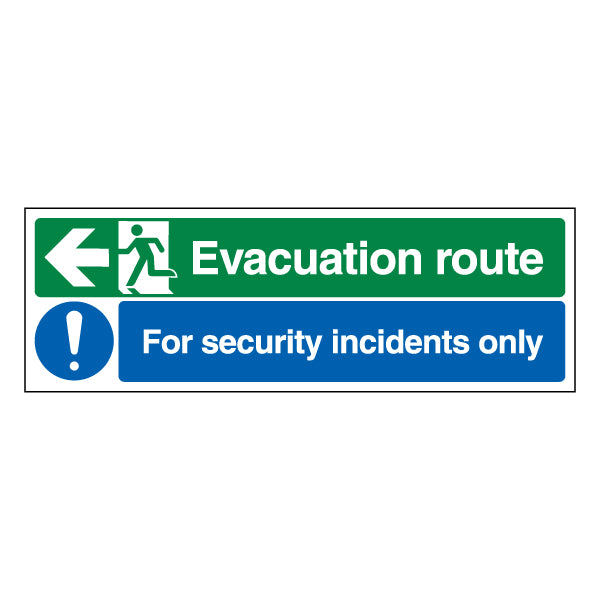 ProtectUK Evacuation Route Arrow Left Safety Sign For Staff