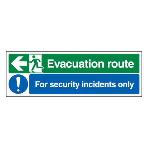 ProtectUK Evacuation Route Arrow Left Safety Sign For Staff