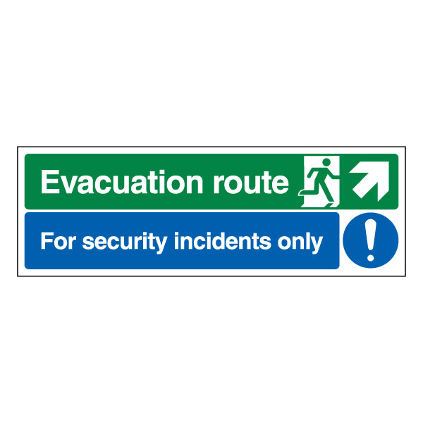 Clear Evacuation Route Arrow Up Right Safety Sign For Staff