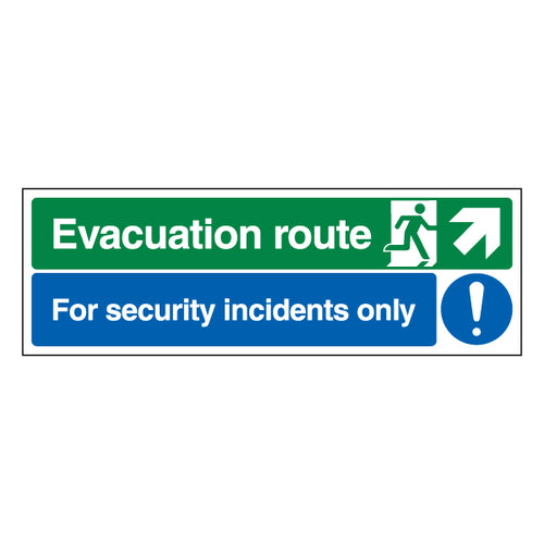 Clear Evacuation Route Arrow Up Right Safety Sign For Staff