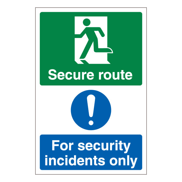 Secure Route Left Safety Sign Evac Guide ProtectUK Teams