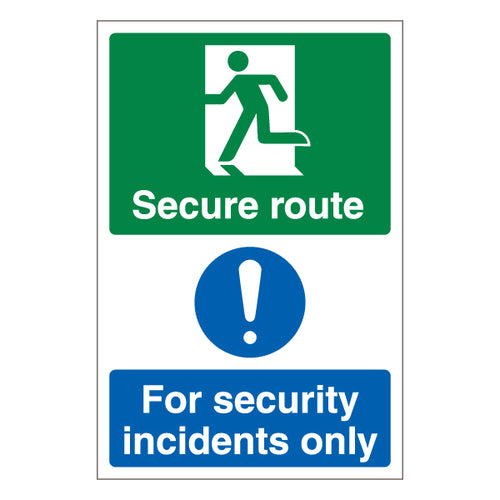 Secure Route Left Safety Sign Evac Guide ProtectUK Teams