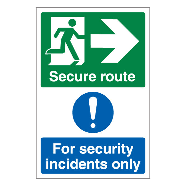 Secure Route Arrow Right Safety Sign ProtectUK For Staff