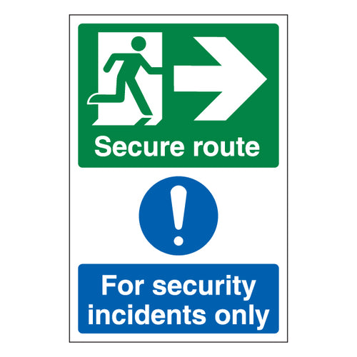 Secure Route Arrow Right Safety Sign ProtectUK For Staff