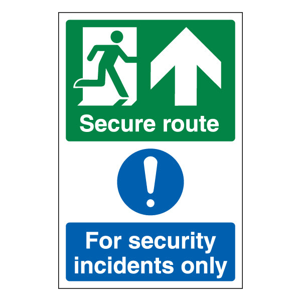Secure Route Arrow Up Safety Sign ProtectUK Staff Essential