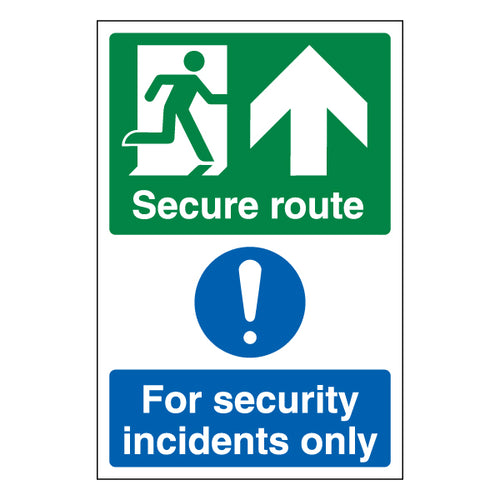 Secure Route Arrow Up Safety Sign ProtectUK Staff Essential