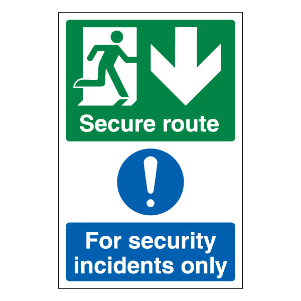 Secure Route Arrow Down Safety Sign ProtectUK For Premises