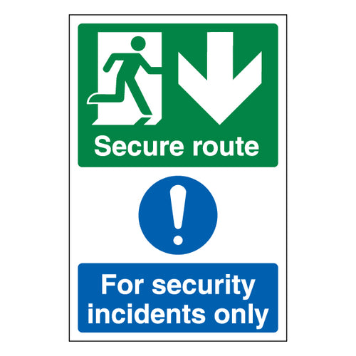 Secure Route Arrow Down Safety Sign ProtectUK For Premises