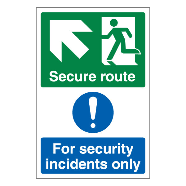 Secure Route Arrow Up Left Safety Sign ProtectUK Facilities