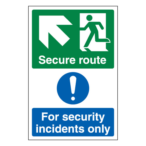 Secure Route Arrow Up Left Safety Sign ProtectUK Facilities