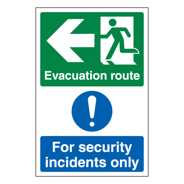 Evacuation Route Arrow Left Safety Sign Essential ProtectUK