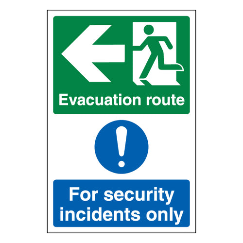 Evacuation Route Arrow Left Safety Sign Essential ProtectUK
