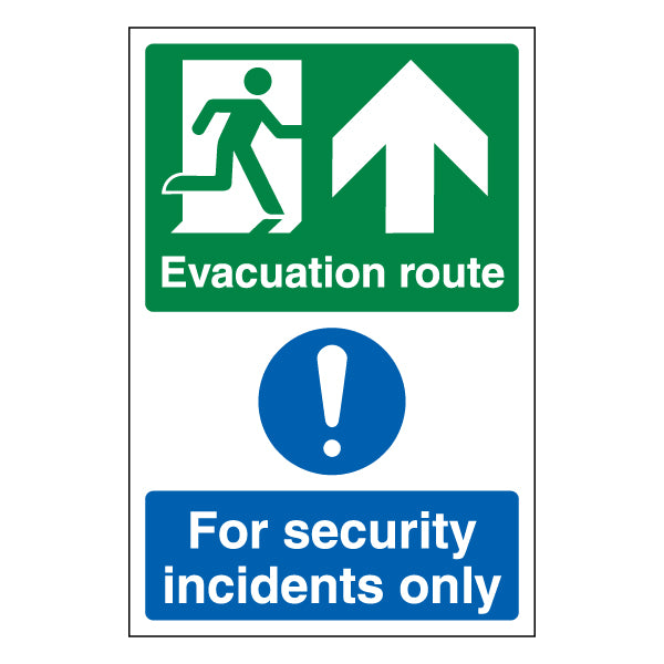 Evacuation Route Arrow Up Safety Sign For Building Managers