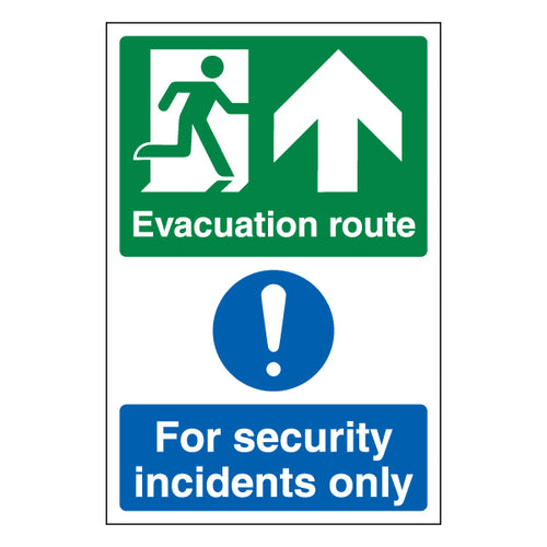 Evacuation Route Arrow Up Safety Sign For Building Managers