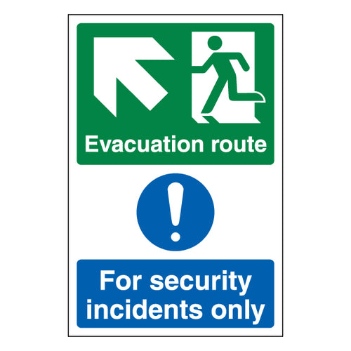Evacuation Route Arrow Up Left Safety Sign ProtectUK Staff