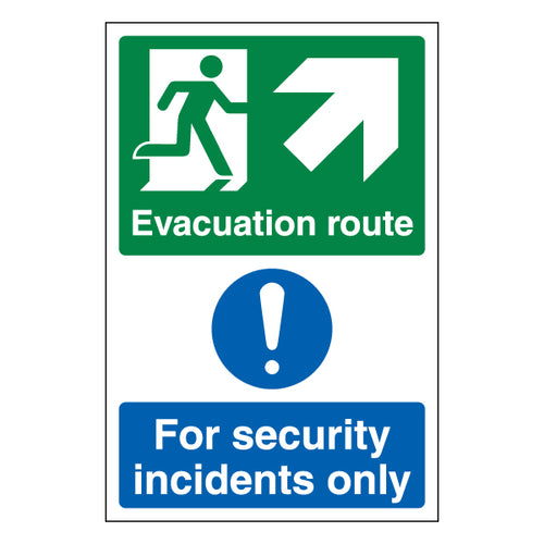 Evacuation Route Arrow Up Right Safety Sign For Facilities